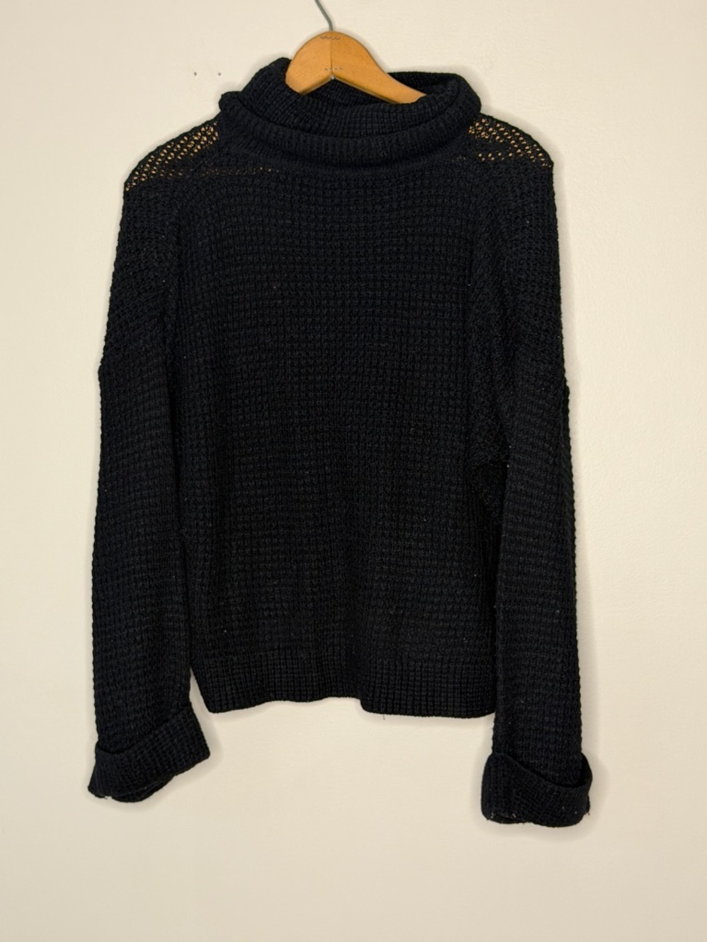 Classic Black Turtleneck Knit Sweater - Women's